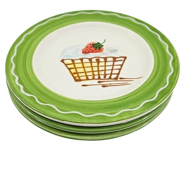 Sonoma Home Goods Strawberry Luncheon Dessert Plates Made in Italy – Set of 3 - Picture 4 of 15